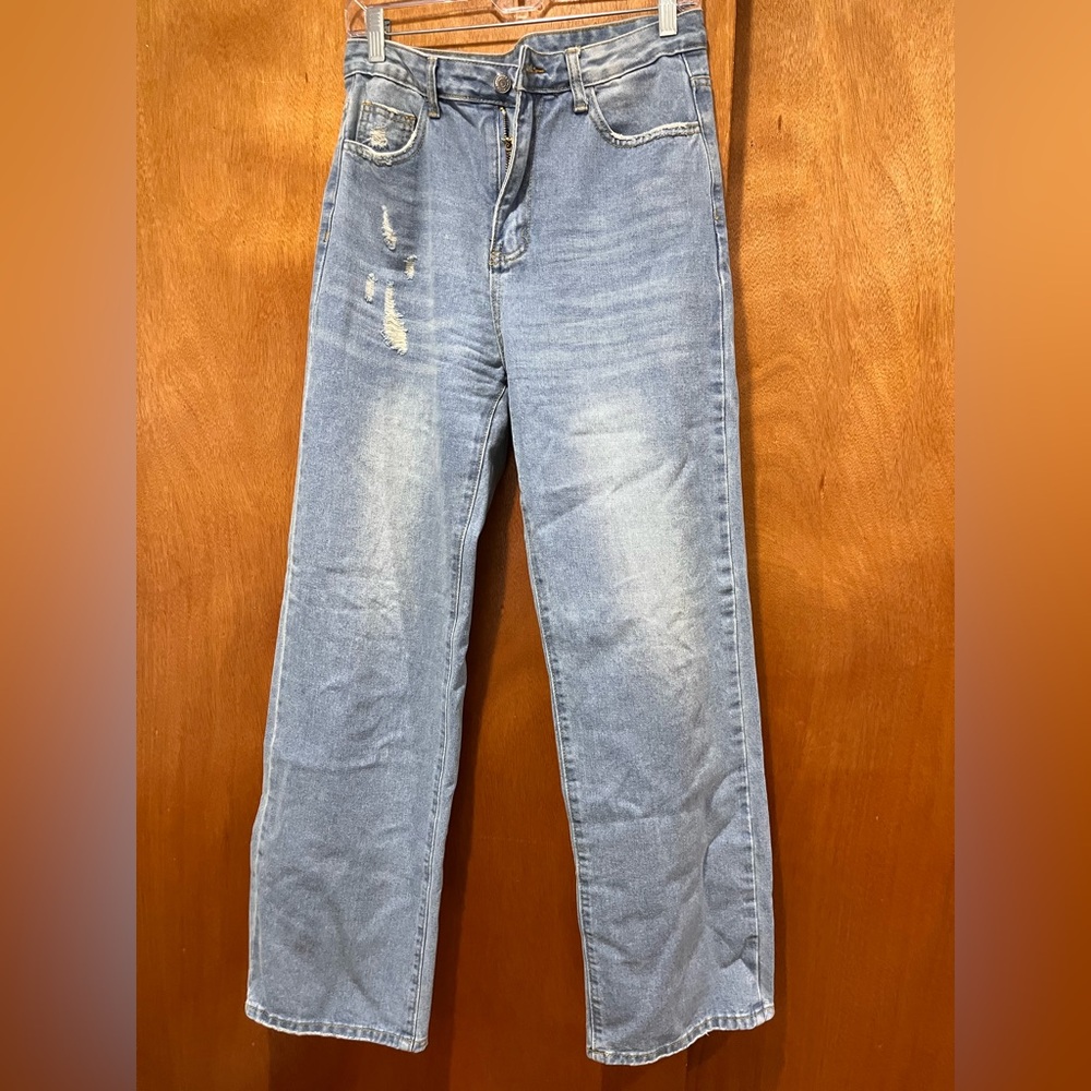 SHEIN Wide Leg Blue Jeans